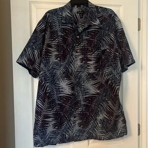 Van Heusen Men's Leaf Print Shirt - Black and Gray